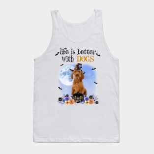 Vizsla Witch Hat Life Is Better With Dogs Halloween Tank Top